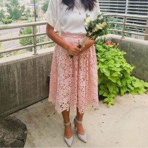 Blush floral midi skirt